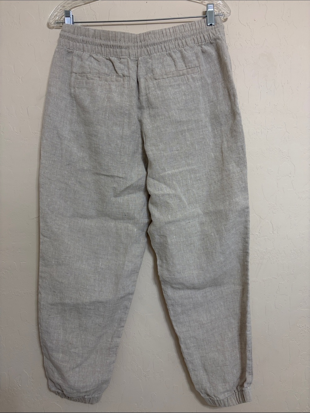 Athleta 100% Linen Light Beige lightweight Drawstring Joggers Sz Small - Picture 4 of 12